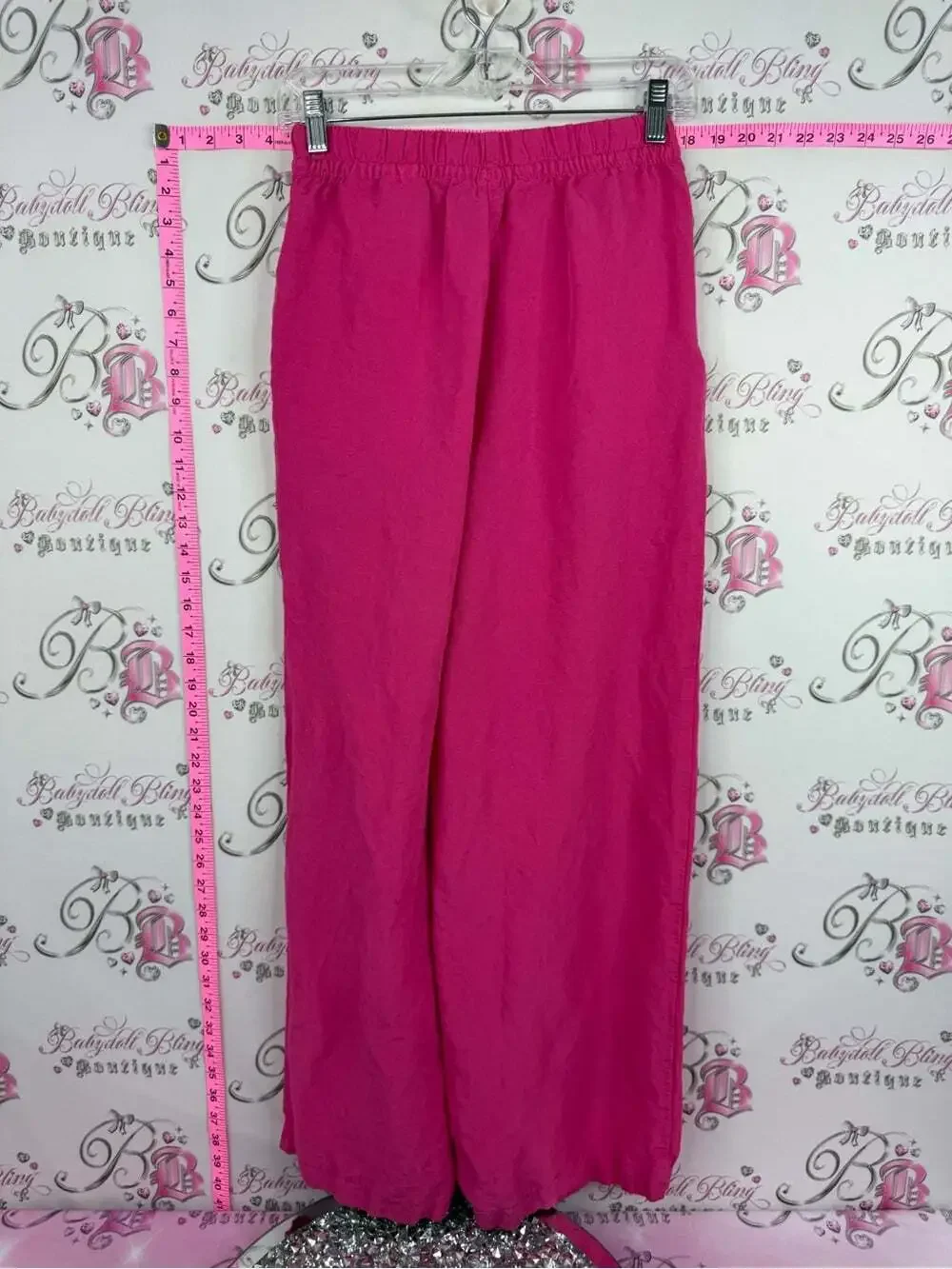 H&M linen pants pink bright Vibrant Fuchsia Maxi Skirt Pants